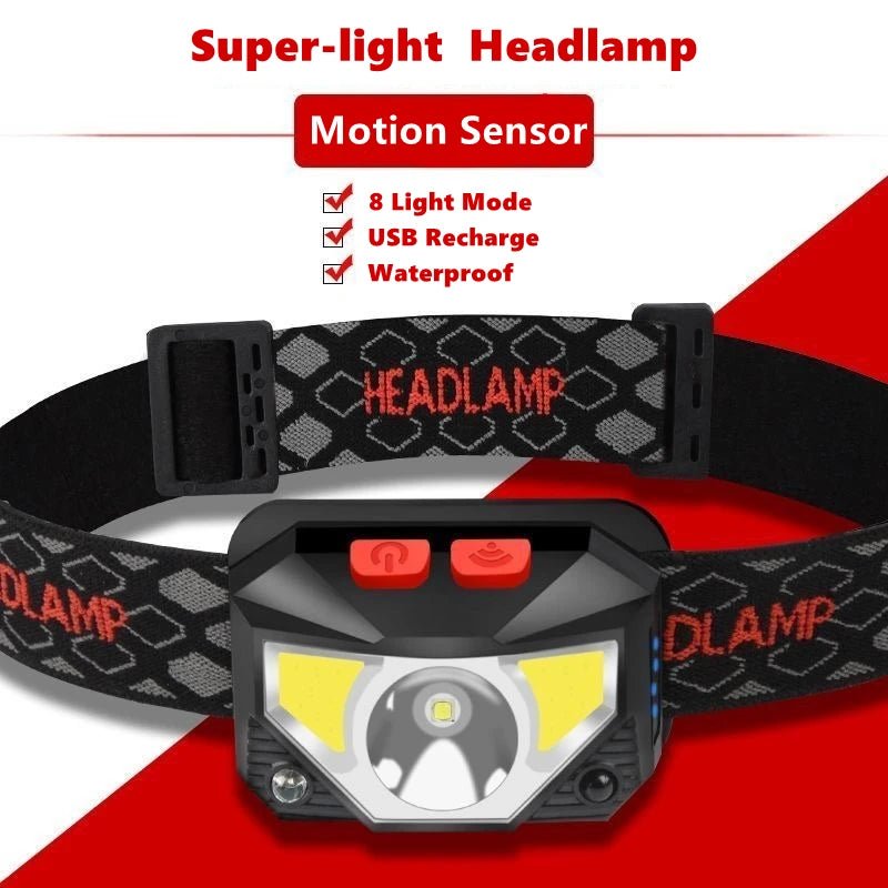 8 Modes Handfress Motion Sensor Powerful LED Headlight - abyssglow